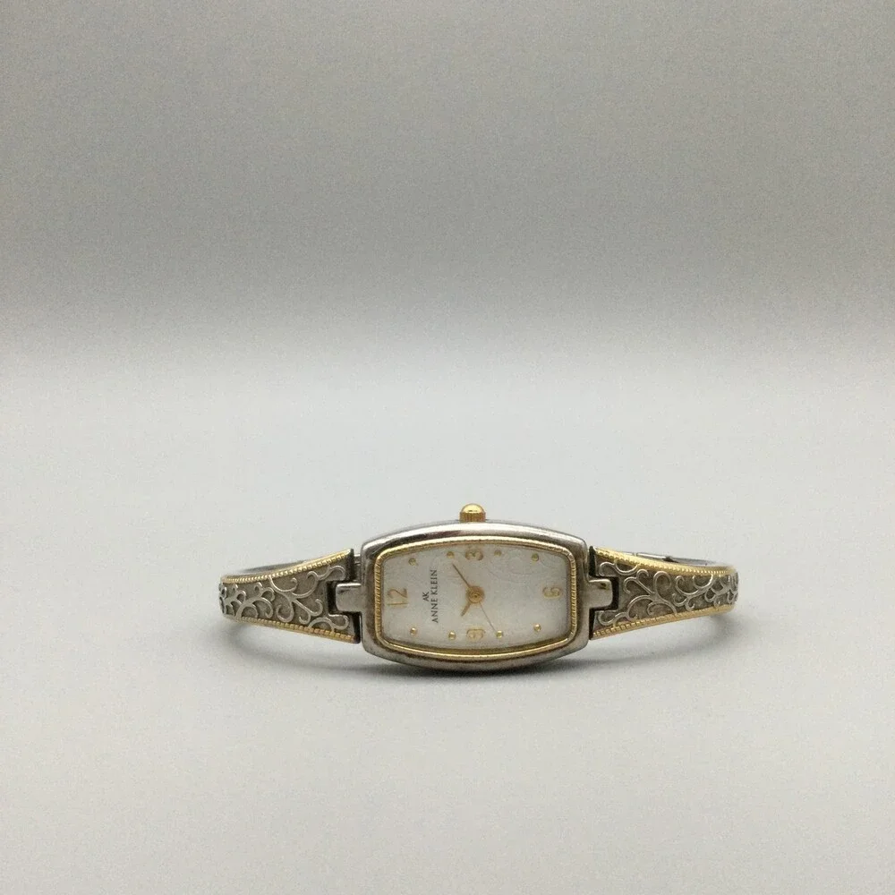 Anne Klein Womens Watch 17mm White Dial Two Tone Bangle New Battery 6.75